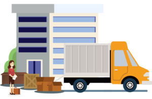 Woman loading truck graphic